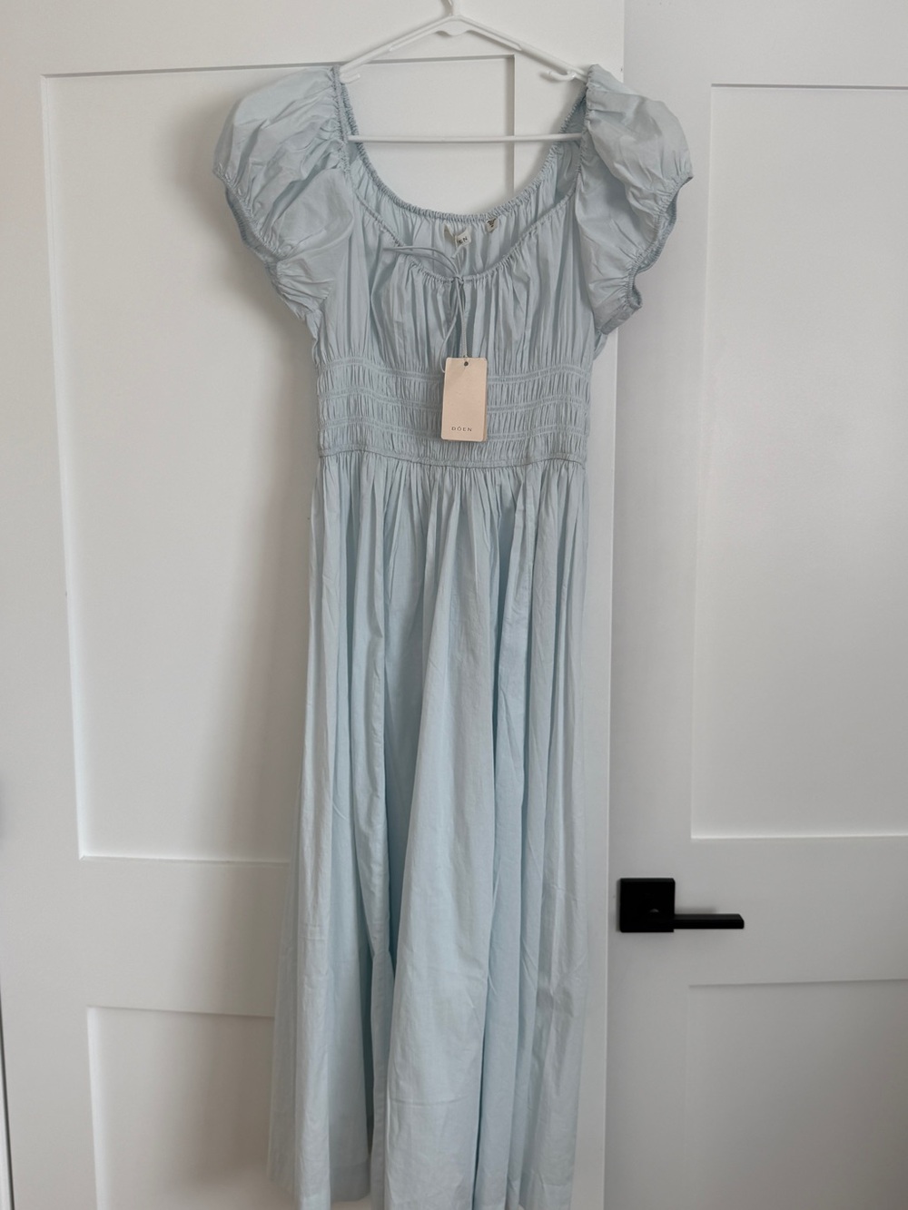 Doen Light Blue Puff-Sleeve Maxi Dress